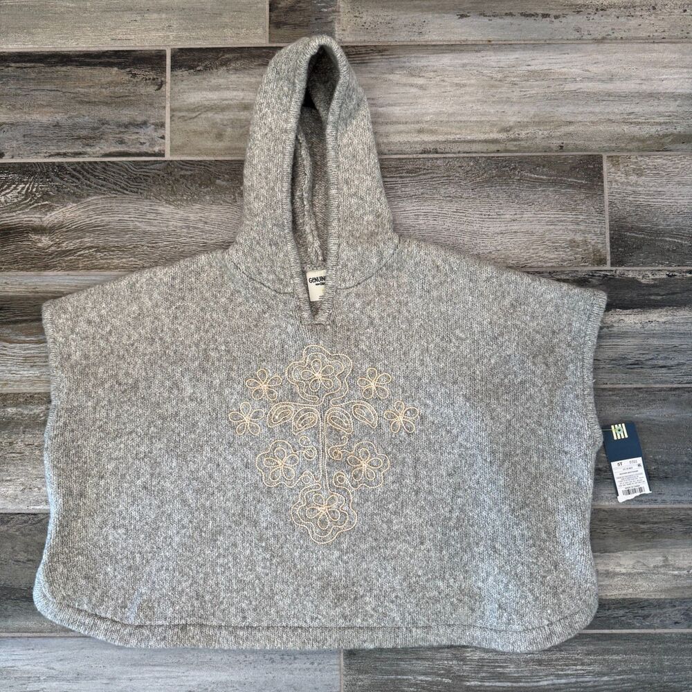 OshKosh Kids 5T Grey Hoodie Poncho Cotton Blend NWT Warm, Cozy Girls Sweater 5T